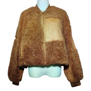 Ulla Johnson Arlyn Short Zip-Front Sherpa Jacket - Terra /M / NWOT